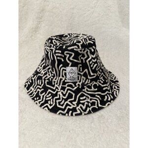H&M X KEITH HARING RARE REVERSIBLE BUCKET HAT Large L/60 BLACK, OFF WHITE, TAN